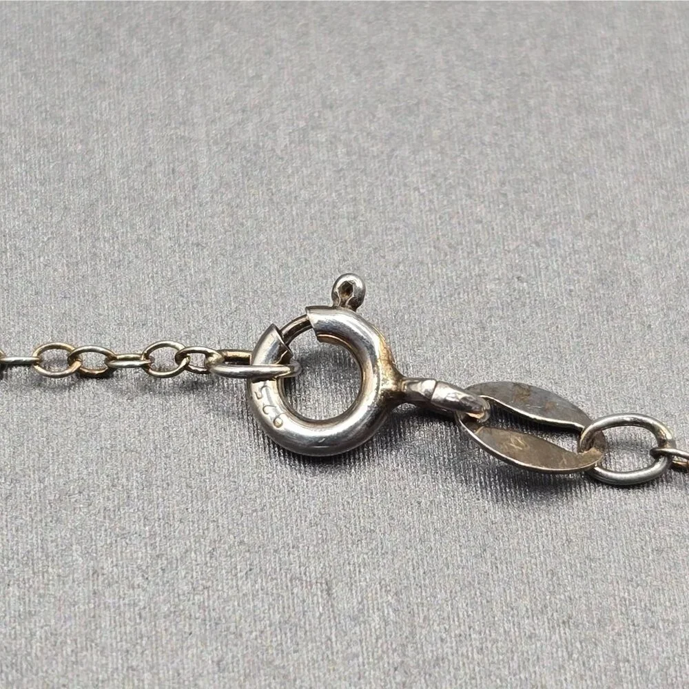 VTG Sterling Silver Larimar Pendant Necklace 18" Teardrop Signed F 6.79g - Picture 6 of 15